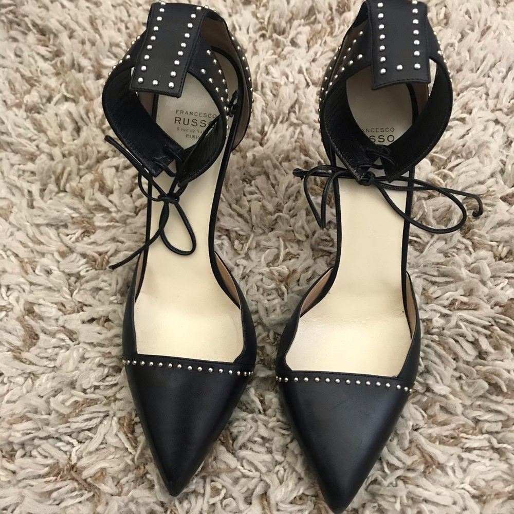 Francesco Russo Studded Black  Heels